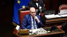 epa11973544 Italy's Chamber of Deputies President Lorenzo Fontana looks on as the Italian prime minister reports to the Chamber of Deputies on the upcoming European Council meeting, in Rome, Italy, 19 March 2025. EPA/RICCARDO ANTIMIANI