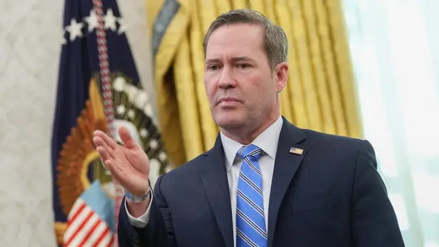 epa11947464 National Security Advisor Michael Waltz speaks as United States President Donald J Trump makes a statement on jobs in the Oval Office of the White House in Washington, DC, USA, 07 March 2025. February jobs report by Bureau of Labor Statistics reported the US added 151,000 jobs. EPA/CHRIS KLEPONIS / POOL
