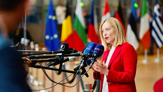 La premier Giorgia Meloni a Bruxelles in occasione del vertice Ue, 20 marzo 2025. ANSA/ UFFICIO STAMPA PALAZZO CHIGI/ FILIPPO ATTILI +++ ANSA PROVIDES ACCESS TO THIS HANDOUT PHOTO TO BE USED SOLELY TO ILLUSTRATE NEWS REPORTING OR COMMENTARY ON THE FACTS OR EVENTS DEPICTED IN THIS IMAGE; NO ARCHIVING; NO LICENSING +++ NPK +++