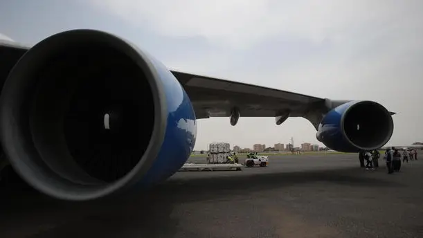 epa10167628 Workers unload the humanitarian aid and relief goods for Sudan floods victims that were sent from UAE's emirate of Dubai at Khartoum Airport, Sudan, 07 September 2022. In implementation with the directives and vision of the United Arab Emirates' leadership and the express instructions of His Highness Sheikh Mohammed bin Rashid Al Maktoum, Vice President, Prime Minister of the UAE, and Ruler of Dubai, the International Humanitarian City (IHC) based in Dubai coordinating with World Humanitarian Organization (WHO) and International Federation of Red Cross and Red Crescent Societies are working to uphold a swift and effective response to crises prompted by natural and artificial disasters in areas in the world, by sending the Humanitarian Aid and relief goods to the victims of Sudan floods. EPA/ALI HAIDER