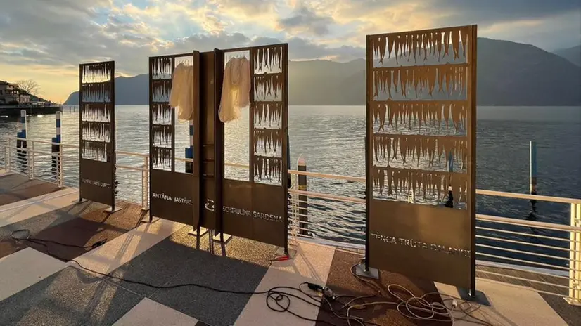 Pesci in corten, ceramica raku e reti sul lungolago: l'installazione «Philìa» a Marone