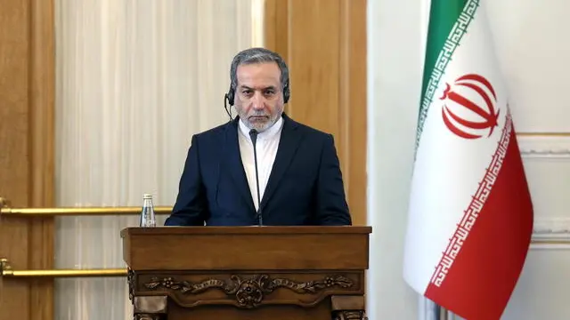 epa11923761 Iranian Foreign Minister Abbas Araghchi attends a joint press conference with his Russian counterpart, in Tehran, Iran, 25 February 2025. Lavrov is visiting Tehran to hold talks with Iranian senior officials. EPA/ABEDIN TAHERKENAREH