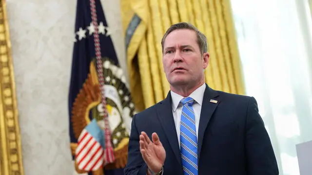 epa11947463 National Security Advisor Michael Waltz speaks as United States President Donald J Trump makes a statement on jobs in the Oval Office of the White House in Washington, DC, USA, 07 March 2025. February jobs report by Bureau of Labor Statistics reported the US added 151,000 jobs. EPA/CHRIS KLEPONIS / POOL