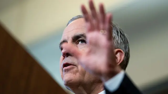 epaselect epa11992827 Canadian Prime Minister Mark Carney speaks during a press conference on proposed US tariffs on Parliament Hill in Ottawa, Canada, 27 March 2025. EPA/SPENCER COLBY