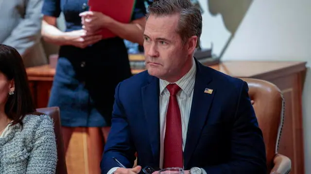 epa11988126 National Security Advisor Michael Waltz attends a meeting with US President Donald Trump and ambassador nominees in the Cabinet Room of the White House in Washington, DC, USA, 25 March 2025. EPA/SHAWN THEW / POOL