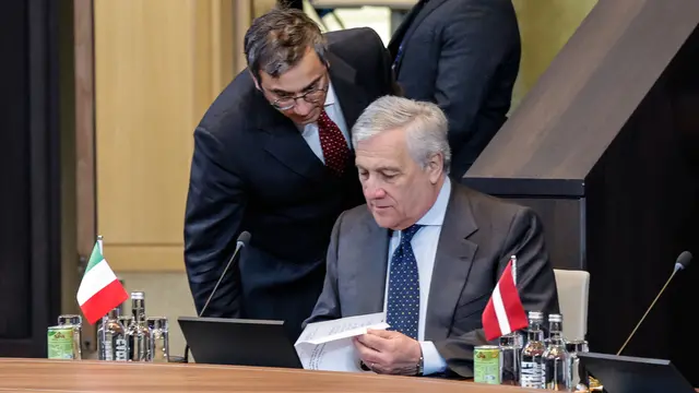 Italy's Minister for Foreign Affairs Antonio Tajani at NATO Headquarters during Meeting of NATO Ministers of Foreign Affairs, in Brussels, Belgium, 4 April 2025. ANSA/GIUSEPPE LAMI