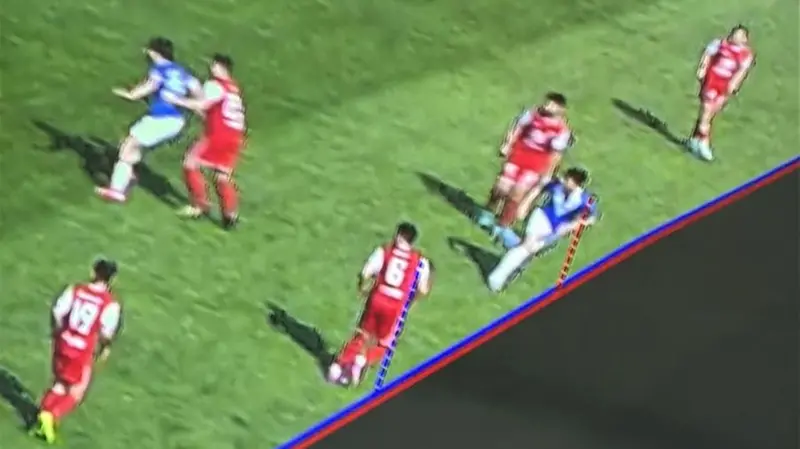 Il frame del gol annullato a Juric (da Dazn)