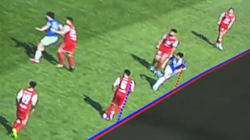 Il frame del gol annullato a Juric (da Dazn)