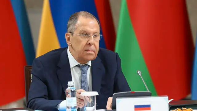epa12024228 A handout photo made available by Russian Foreign ministry press service shows Russian Foreign Minister Sergey Lavrov attending a meeting of the Commonwealth of Independent States (CIS) Foreign Ministers Council in Almaty, Kazakhstan, 11 April 2025. EPA/RUSSIAN FOREIGN MINISTRY PRESS SERVICE / HANDOUT HANDOUT EDITORIAL USE ONLY/NO SALES