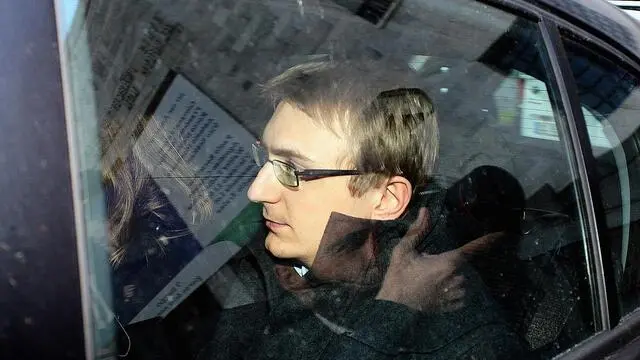 Alberto Stasi lascia il tribunale di Milano dopo l'udienza del Processo a Milano, mercoledì 16 aprile 2014. ANSA/BALTI