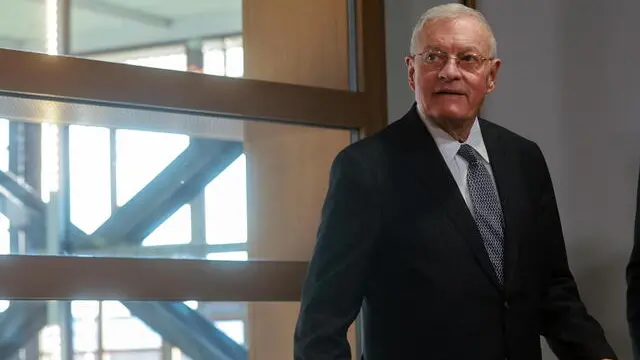 epa11904109 US Special Envoy for Ukraine and Russia, General Keith Kellogg prior to a meeting with European Council President Costa at the Council's headquarters in Brussels, Belgium, 18 February 2025. EPA/OLIVIER HOSLET