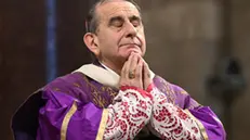 L'arcivescovo di Milano, Monsignor Mario Delpini, in occasione della messa in suffragio dei caduti di tutte le guerre e dei caduti in servizio crlrbrata nella basilica di Sant'Ambrogio, 2 novembre 2023. ANAQ7DANIEL DAL ZENNARO