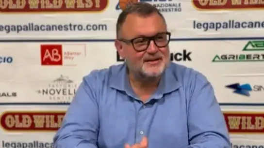 Un frame della conferenza post-partita contro Cividale, tenuta dal presidente Stefano Mascio