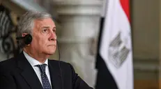 epa12051583 Italian Deputy Prime Minister and Foreign Minister Antonio Tajani attends a joint press conference with Egyptian Foreign Minister Badr Abdelatty (not pictured) after their meeting at Tahrir Palace in Cairo, Egypt, 24 April 2025.Â EPA/MOHAMED HOSSAM
