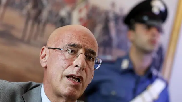 Michele Prestipino, procuratore aggiunto della DDA, durante la conferenza stampa sull'operazione contro il clan Casamonica, Roma, 17 luglio 2018. ANSA/RICCARDO ANTIMIANI
