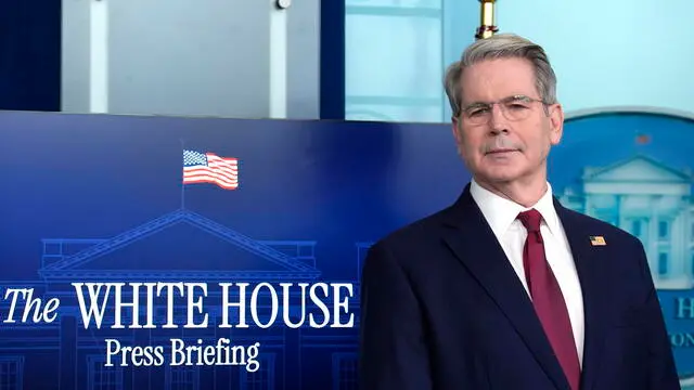 epa12062504 US Treasury Secretary Scott Bessent speaks during a press briefing at the White House in Washington, DC, USA, 29 April 2025. EPA/Yuri Gripas/ABACA / POOL