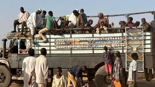 epa12047303 Sudanese people, who fled from the internally displaced persons (IDP) Zamzam camp, on their way to the Tawila Camps amid the ongoing conflict between Sudan's army and the Rapid Support Forces (RSF), in North Darfur, Sudan, 14 April 2025 (issued 22 April 2025). The RSF claimed control of the Zamzam camp after its assault in April 2025. According to the UNHCR, over four million people have fled Sudan to neighboring countries since the outbreak of the armed conflict in April 2023. EPA/MARWAN MOHAMED