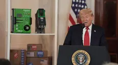 epa12066158 US President Donald Trump delivers remarks during an 'Investing in America' event at the White House in Washington, DC, USA, 30 April 2025. EPA/KEN CEDENO / POOL