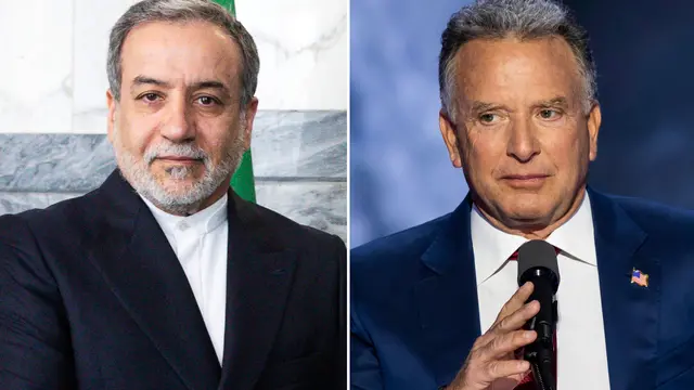 Il ministro degli Affari Esteri Antonio Tajani durante lÕincontro con il ministro degli Esteri iraniano Abbas Araghchi, presso la Farnesina, Roma, 19 aprile 2025. ANSA/ANGELO CARCONI