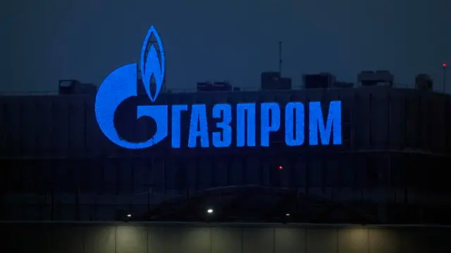 epa11818718 The logo of Russian energy giant Gazprom adorns a building in St. Petersburg, Russia, 11 January 2025. EPA/ANATOLY MALTSEV