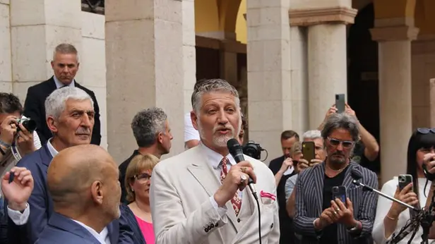 Il ministro Alessandro Giuli al Vittoriale degli Italiani