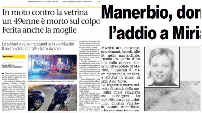 Le due pagine del Giornale di Brescia che riportano gli incidenti