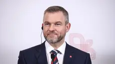 epa11781104 Slovak President Peter Pellegrini speaks at a press conference following a plenary session of the Presidents of the Visegrad Group countries meeting in Wisla, southern Poland, 16 December 2024. EPA/JAREK PRASZKIEWICZ POLAND OUT