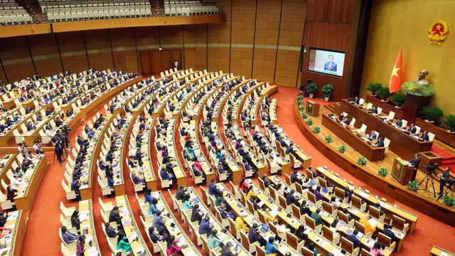 epa12074408 A handout photo made available by Vietnam News Agency shows delegates attending the opening ceremony of the 9th session of the 15th National Assembly in Hanoi, Vietnam 05 May 2025. EPA/VIETNAM NEWS AGENCY VIETNAM OUTHANDOUT EDITORIAL USE ONLY/NO SALES