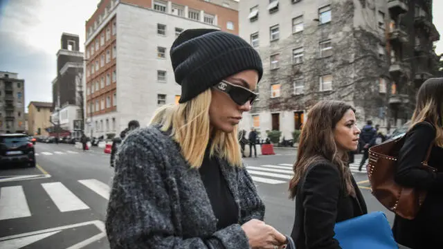 Sophie Codegoni esce daglii uffici della Procura di Milano, Milano 28 Novembre 2024 ANSA/MATTEO CORNER