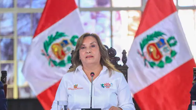 epa12076003 A handout photo made available by the Presidency of Peru shows Peruvian President Dina Boluarte speaking from the Government Palace in Lima, Peru, 05 May 2025. The Peruvian government decreed a curfew in the district of Pataz, where 13 workers of the Poderosa gold mine were kidnapped and murdered, and ordered the Armed Forces to take control of the area and suspend mining activity for 30 days. EPA/Presidencia de Peru / HANDOUT IMAGE ONLY AVAILABLE TO ILLUSTRATE THE ACCOMPANYING NEWS (MANDATORY CREDIT)HANDOUT EDITORIAL USE ONLY/NO SALES