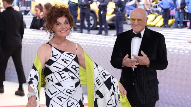 epa10603622 Diane von Furstenberg and Barry Diller (R) arrive on the red carpet for the 2023 Met Gala, the annual benefit for the Metropolitan Museum of Art's Costume Institute, in New York, New York, USA, 01 May 2023. The theme of this year's event is the Met Costume Institute's exhibition, 'Karl Lagerfeld: A Line of Beauty.' EPA/JUSTIN LANE