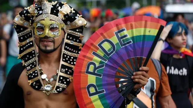 epa11386539 People participate in the 2024 Gay Pride March in Cali, Colombia, 02 June 2024. EPA/Ernesto Guzman