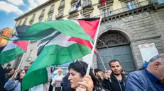 Presidio di solidarietà per Nives Monda, la ristoratrice aggredita verbalmente da una turista israeliana. Napoli 6 Maggio 2025. ANSA / CESARE ABBATE