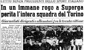 L'articolo sull'incidente di Superga