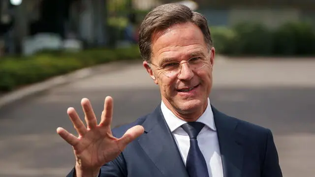 epa12052741 North Atlantic Treaty Organization (NATO) Secretary General Mark Rutte speaks to the media following a meeting with US President Donald Trump at the White House in Washington, DC, USA, 24 April 2025. EPA/WILL OLIVER