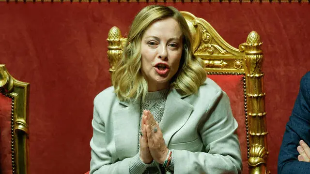 Il presidente del Consiglio Giorgia Meloni in Senato durante il Question time, Roma, 7 Maggio 2025. ANSA/GIUSEPPE LAMI