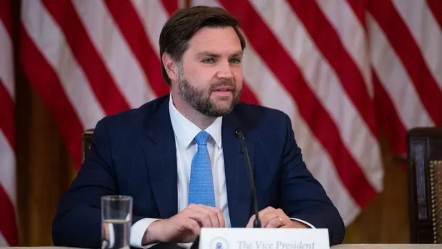 epa12078860 US Vice President JD Vance speaks during a meeting of the White House Task Force on the FIFA World Cup 2026 in the East Room of the White House in Washington, DC, USA, 06 May 2025. Andrew Giuliani was named Executive Director of the task force. EPA/FRANCIS CHUNG / POOL