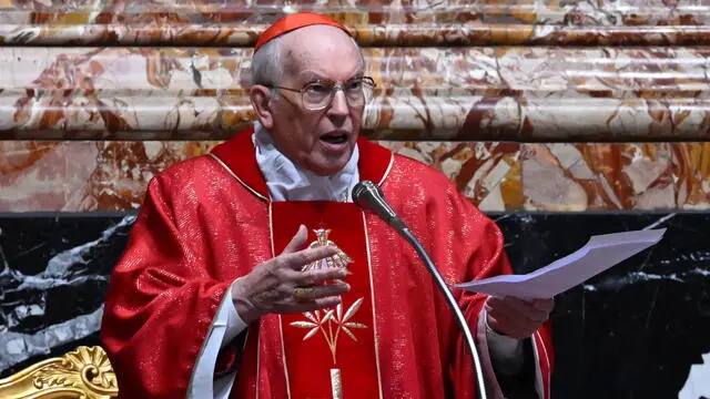 Card. Giovanni Batista Re celebrates the Holy Mass for the funeral of Card. Sergio Sebastiani at the Altar of the Chair. Pope Francis will preside over the Ultima Commendatio (last recommendation) and the Valedictio (farewell), in St. Peter's Basilica at the Vatican, 17 January 2024. ANSA/MAURIZIO BRAMBATTI