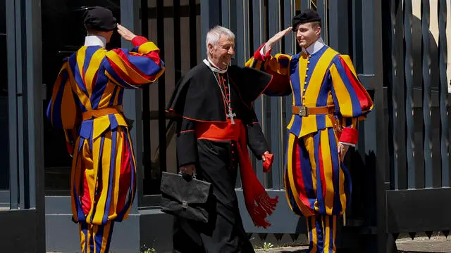 Cardinal Giuseppe Versaldi leaves Vatican at the end of sixth meeting of the Congregation of Cardinals, Vatican City, 29 April 2025. ANSA/FABIO FRUSTACI