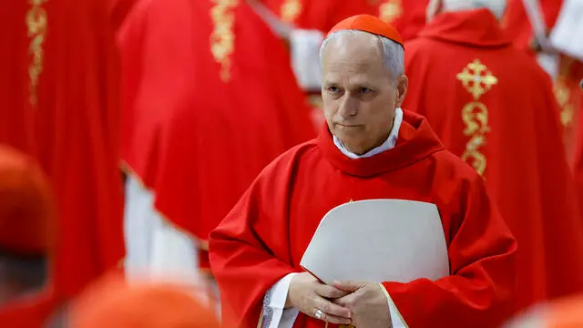 Cardinal Robert Prevost attends the Fifth Novendali Mass in memory of Pope Francis in Saint Peter's Basilica, Vatican City, 30 April 2025. ANSA/FABIO FRUSTACI