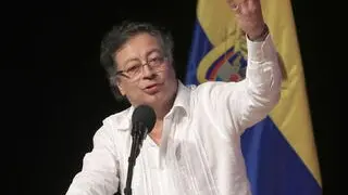 epa11993163 Colombian President Gustavo Petro speaks during the final day of the Second World Conference on Air Pollution and Health, convened by the World Health Organization (WHO) in Cartagena, Colombia, 27 March 2025. Experts agree that although there is evidence of the negative impacts of pollution, there are narratives that prioritize other interests. EPA/RICARDO MALDONADO ROZO