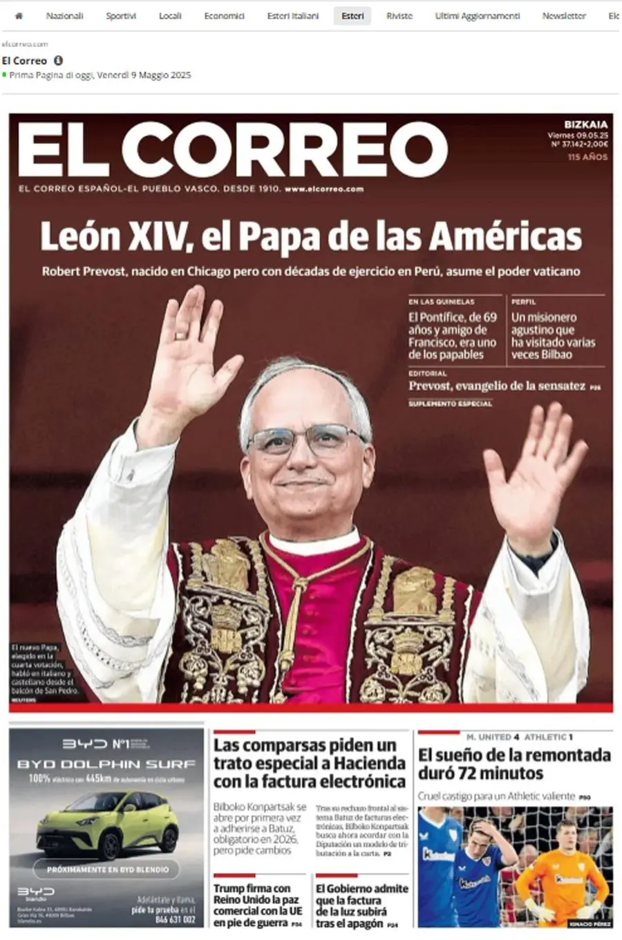 Papa Leone XIV, le prime pagine dei giornali del mondo