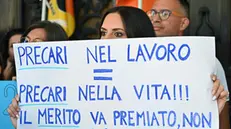 Cub Sur Torino in presidio sotto l’Ufficio Scolastico Regionale del Piemonte Cinsieme ai lavoratori precari del concorso 2020 e contro ogni forma di sfruttamento dei lavoratori della scuola, Torino, 30 Agosto 2024 ANSA/ALESSANDRO DI MARCO