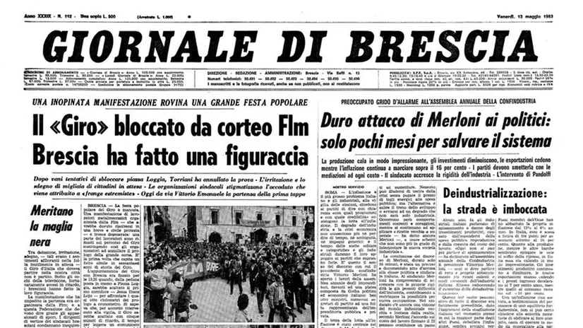 La prima pagina del Giornale di Brescia 12 maggio 1983 © www.giornaledibrescia.it