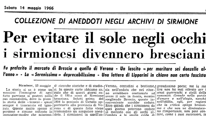 La pagina del Giornale di Brescia del 14 maggio 1966
