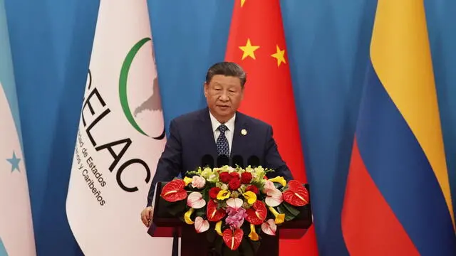 epa12095284 Chinese President Xi Jinping speaks during the opening ceremony of the Fourth Ministerial meeting of the Forum of China and the Community of Latin American and Caribbean (CELAC) countries, in Beijing, China, 13 May 2025. EPA/ANDRES MARTINEZ CASARES