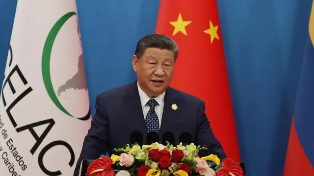 epa12095285 Chinese President Xi Jinping speaks during the opening ceremony of the Fourth Ministerial meeting of the Forum of China and the Community of Latin American and Caribbean (CELAC) countries, in Beijing, China, 13 May 2025. EPA/ANDRES MARTINEZ CASARES