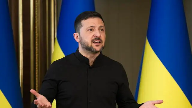 epa12096392 Ukrainian President Volodymyr Zelensky addresses a press conference in Kyiv, Ukraine, 13 May 2025. 'I value the Nordic-Baltic Eight countries' support for my readiness to meet personally with Putin in Turkey on 15 May 2025. We are ready for such direct diplomacy to put an end to killings and advance real peace. And this must certainly be discussed with the person who makes decisions in Russia,' said President Zelensky, according to his statement on X. EPA/STRINGER