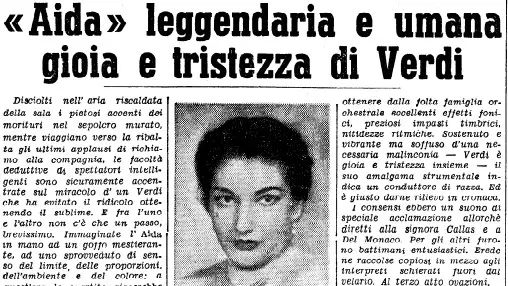 La Callas è Aida al Grande: il GdB del 3 febbraio 1951 - © www.giornaledibrescia.it