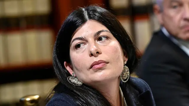 Chiara Colosimo, presidente della Commissione Parlamentare Antimafia, durante l anteprima del docufilm Falcone e Borsellino. Il fuoco della memoria ospitata dalla Commissione Parlamentare Antimafia, Roma, 13 settembre 2024. ANSA/RICCARDO ANTIMIANI